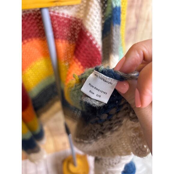 Elan Loose Oversized Knit Striped Cardigan Sweater Size O/S - Picture 6 of 9